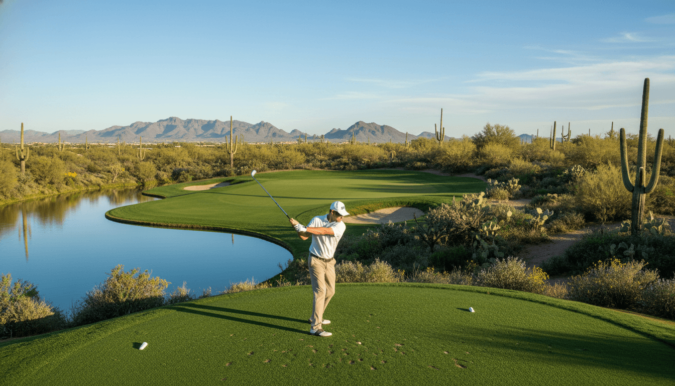 TPC Scottsdale Stadium Course signature hole with water feature